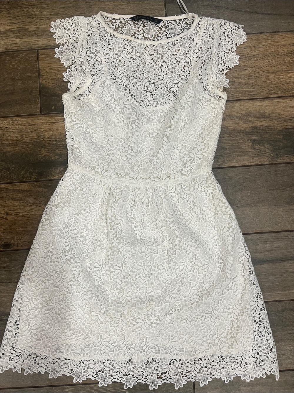 ZARA White Floral Lace Sleeveless Dress